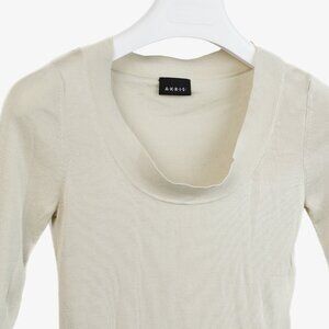 Akris Cream Scoop Neck Beige Knit Top